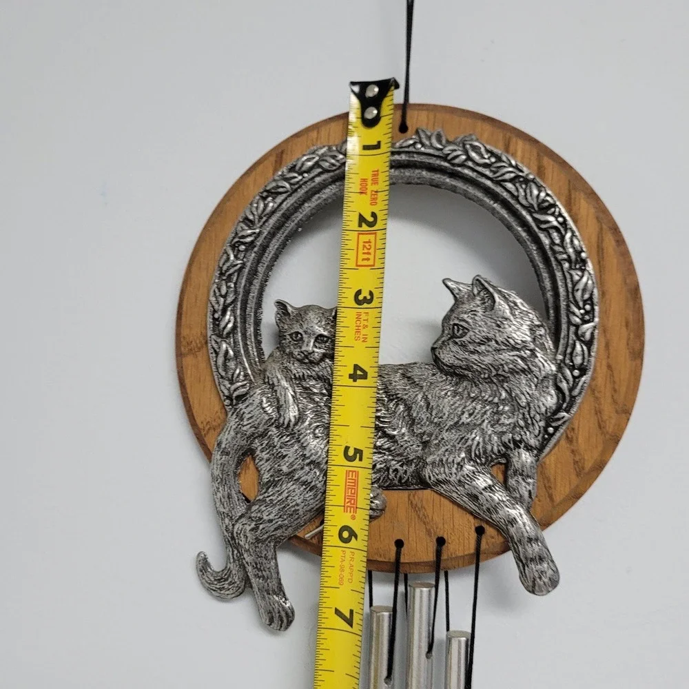 Cat Wind Chime‎ Kitten Metal Hanging Decor Wooden